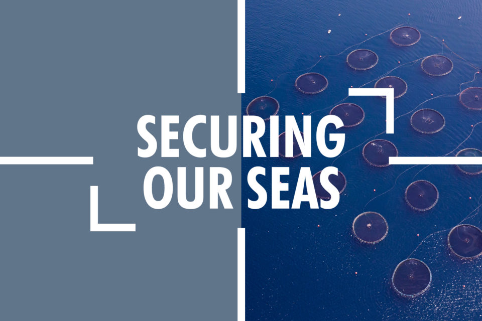 Maritime banner featuring the words 'securing our seas'